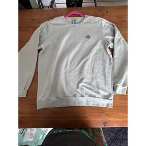 Adidas Mens Crewneck Sweatshirt XL Light Green Fleece Pullover Embroidered Logo